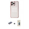 MARSİLYAN™- iPhone 13 Pro Max Kılıf Doruk Doku Prime - Siyah 6D Mat Seramik Hayalet Nano Ekran Koruyucu + Renkli Kamera Lens Koruma Cam - TU