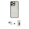 MARSİLYAN™- iPhone 13 Pro Max Kılıf Doruk Doku Prime - Siyah 6D Mat Seramik Hayalet Nano Ekran Koruyucu + Pers Alüminyum Kamera Lens - SABE