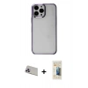 MARSİLYAN™- iPhone 13 Pro Max Kılıf Doruk Doku Prime - Siyah 6D Mat Seramik Hayalet Nano Ekran Koruyucu + Rainbow Kamera Lens Koruma Cam - MR