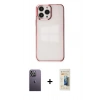 MARSİLYAN™- iPhone 13 Pro Max Kılıf Doruk Doku Prime - Siyah 6D Mat Seramik Hayalet Nano Ekran Koruyucu + Neon Fosforlu Kamera Lens - BZ