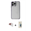 MARSİLYAN™- iPhone 13 Pro Max Kılıf Doruk Doku Prime - Siyah 6D Mat Seramik Hayalet Nano Ekran Koruyucu + Pers Alüminyum Kamera Lens - KI