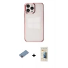 MARSİLYAN™- iPhone 13 Pro Max Kılıf Doruk Doku Prime - Siyah 6D Mat Seramik Hayalet Nano Ekran Koruyucu + Shine Kamera Lens Koruma Cam - PE