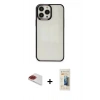 MARSİLYAN™- iPhone 13 Pro Max Kılıf Doruk Doku Prime - Siyah 6D Mat Seramik Hayalet Nano Ekran Koruyucu + Pers Alüminyum Kamera Lens - KI