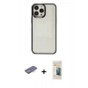 MARSİLYAN™- iPhone 13 Pro Max Kılıf Doruk Doku Prime - Siyah 6D Mat Seramik Hayalet Nano Ekran Koruyucu + Renkli Kamera Lens Koruma Cam - TU
