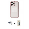 MARSİLYAN™- iPhone 13 Pro Max Kılıf Doruk Doku Prime - Siyah 6D Mat Seramik Hayalet Nano Ekran Koruyucu + Pers Alüminyum Kamera Lens - LT