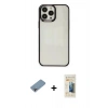 MARSİLYAN™- iPhone 13 Pro Max Kılıf Doruk Doku Prime - Siyah 6D Mat Seramik Hayalet Nano Ekran Koruyucu + Shine Kamera Lens Koruma Cam - GI