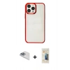 MARSİLYAN™- iPhone 13 Pro Max Kılıf Doruk Doku Prime - Siyah 6D Mat Seramik Hayalet Nano Ekran Koruyucu + Pers Alüminyum Kamera Lens - SABE