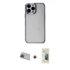 MARSİLYAN™- iPhone 13 Pro Max Kılıf Doruk Doku Prime - Siyah 6D Mat Seramik Hayalet Nano Ekran Koruyucu + Rainbow Kamera Lens Koruma Cam - MI