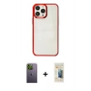 MARSİLYAN™- iPhone 13 Pro Max Kılıf Doruk Doku Prime - Siyah 6D Mat Seramik Hayalet Nano Ekran Koruyucu + Yeşil Neon Fosforlu Kamera Lens