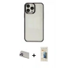 MARSİLYAN™- iPhone 13 Pro Max Kılıf Doruk Doku Prime - Siyah 6D Mat Seramik Hayalet Nano Ekran Koruyucu + Rainbow Kamera Lens Koruma Cam - MR