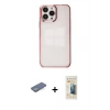 MARSİLYAN™- iPhone 13 Pro Max Kılıf Doruk Doku Prime - Siyah 6D Mat Seramik Hayalet Nano Ekran Koruyucu + Renkli Kamera Lens Koruma Cam - YL