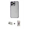 MARSİLYAN™- iPhone 13 Pro Max Kılıf Doruk Doku Prime - Siyah Bilvis 3D Cam Ekran Koruyucu + Rainbow Kamera Lens Koruma Cam - BZ