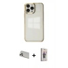 MARSİLYAN™- iPhone 13 Pro Max Kılıf Doruk Doku Prime - Siyah Bilvis 3D Cam Ekran Koruyucu + Rainbow Kamera Lens Koruma Cam - BZ