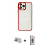MARSİLYAN™- iPhone 13 Pro Max Kılıf Doruk Doku Prime - Siyah Bilvis 3D Cam Ekran Koruyucu + Rainbow Kamera Lens Koruma Cam - BZ