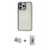 MARSİLYAN™- iPhone 13 Pro Max Kılıf Doruk Doku Prime - Siyah Bilvis 3D Cam Ekran Koruyucu + Rainbow Kamera Lens Koruma Cam - BZ