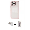 MARSİLYAN™- iPhone 13 Pro Max Kılıf Doruk Doku Prime - Siyah Bilvis 3D Cam Ekran Koruyucu + Pers Alüminyum Kamera Lens - GD