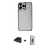 MARSİLYAN™- iPhone 13 Pro Max Kılıf Doruk Doku Prime - Siyah Bilvis 3D Cam Ekran Koruyucu + Raze Metal Kamera Lens - GD