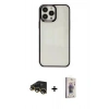 MARSİLYAN™- iPhone 13 Pro Max Kılıf Doruk Doku Prime - Siyah Bilvis 3D Cam Ekran Koruyucu + Raze Metal Kamera Lens - GD