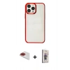 MARSİLYAN™- iPhone 13 Pro Max Kılıf Doruk Doku Prime - Siyah Bilvis 3D Cam Ekran Koruyucu + Pers Alüminyum Kamera Lens - KI