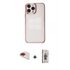 MARSİLYAN™- iPhone 13 Pro Max Kılıf Doruk Doku Prime - Siyah Bilvis 3D Cam Ekran Koruyucu + Pers Alüminyum Kamera Lens - KI
