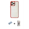 MARSİLYAN™- iPhone 13 Pro Max Kılıf Doruk Doku Prime - Siyah Bilvis 3D Cam Ekran Koruyucu + Shine Kamera Lens Koruma Cam - MI