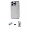 MARSİLYAN™- iPhone 13 Pro Max Kılıf Doruk Doku Prime - Siyah Bilvis 3D Cam Ekran Koruyucu + Shine Kamera Lens Koruma Cam - MI