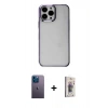 MARSİLYAN™- iPhone 13 Pro Max Kılıf Doruk Doku Prime - Siyah Bilvis 3D Cam Ekran Koruyucu + Neon Fosforlu Kamera Lens - MI