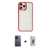 MARSİLYAN™- iPhone 13 Pro Max Kılıf Doruk Doku Prime - Siyah Bilvis 3D Cam Ekran Koruyucu + Neon Fosforlu Kamera Lens - MI