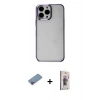 MARSİLYAN™- iPhone 13 Pro Max Kılıf Doruk Doku Prime - Siyah Bilvis 3D Cam Ekran Koruyucu + Pembe Shine Kamera Lens Koruma Cam