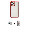 MARSİLYAN™- iPhone 13 Pro Max Kılıf Doruk Doku Prime - Siyah Bilvis 3D Cam Ekran Koruyucu + Rainbow Kamera Lens Koruma Cam - MI