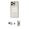 MARSİLYAN™- iPhone 13 Pro Max Kılıf Doruk Doku Prime - Siyah Bilvis 3D Cam Ekran Koruyucu + Rainbow Kamera Lens Koruma Cam - MI