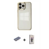 MARSİLYAN™- iPhone 13 Pro Max Kılıf Doruk Doku Prime - Siyah Bilvis 3D Cam Ekran Koruyucu + Renkli Kamera Lens Koruma Cam - MI