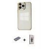 MARSİLYAN™- iPhone 13 Pro Max Kılıf Doruk Doku Prime - Siyah Bilvis 3D Cam Ekran Koruyucu + Renkli Kamera Lens Koruma Cam - SI