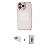 MARSİLYAN™- iPhone 13 Pro Max Kılıf Doruk Doku Prime - Siyah Bilvis 3D Cam Ekran Koruyucu + Pers Alüminyum Kamera Lens - SABE