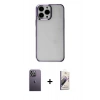 MARSİLYAN™- iPhone 13 Pro Max Kılıf Doruk Doku Prime - Siyah Bilvis 3D Mat Cam Ekran Koruyucu + Neon Fosforlu Kamera Lens - BZ