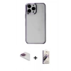 MARSİLYAN™- iPhone 13 Pro Max Kılıf Doruk Doku Prime - Siyah Bilvis 3D Mat Cam Ekran Koruyucu + Pers Alüminyum Kamera Lens - GI