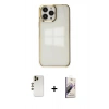 MARSİLYAN™- iPhone 13 Pro Max Kılıf Doruk Doku Prime - Siyah Bilvis 3D Mat Cam Ekran Koruyucu + Shine Kamera Lens - GD