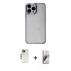 MARSİLYAN™- iPhone 13 Pro Max Kılıf Doruk Doku Prime - Siyah Bilvis 3D Mat Cam Ekran Koruyucu + Shine Kamera Lens - GD