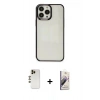 MARSİLYAN™- iPhone 13 Pro Max Kılıf Doruk Doku Prime - Siyah Bilvis 3D Mat Cam Ekran Koruyucu + Shine Kamera Lens - GD