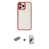 MARSİLYAN™- iPhone 13 Pro Max Kılıf Doruk Doku Prime - Siyah Bilvis 3D Mat Cam Ekran Koruyucu + Renkli Kamera Lens Koruma Cam - MI