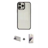 MARSİLYAN™- iPhone 13 Pro Max Kılıf Doruk Doku Prime - Siyah Bilvis 3D Mat Cam Ekran Koruyucu + Rainbow Kamera Lens Koruma Cam - MR