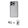 MARSİLYAN™- iPhone 13 Pro Max Kılıf Doruk Doku Prime - Siyah Bilvis 3D Mat Cam Ekran Koruyucu + Rainbow Kamera Lens Koruma Cam - MR