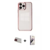 MARSİLYAN™- iPhone 13 Pro Max Kılıf Doruk Doku Prime - Siyah Bilvis 3D Mat Cam Ekran Koruyucu + Rainbow Kamera Lens Koruma Cam - KI