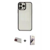 MARSİLYAN™- iPhone 13 Pro Max Kılıf Doruk Doku Prime - Siyah Bilvis 3D Mat Cam Ekran Koruyucu + Rainbow Kamera Lens Koruma Cam - KI