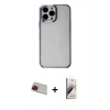 MARSİLYAN™- iPhone 13 Pro Max Kılıf Doruk Doku Prime - Siyah Bilvis 3D Mat Cam Ekran Koruyucu + Rainbow Kamera Lens Koruma Cam - KI