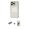 MARSİLYAN™- iPhone 13 Pro Max Kılıf Doruk Doku Prime - Siyah Bilvis 3D Mat Cam Ekran Koruyucu + Renkli Kamera Lens Koruma Cam - SI