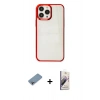MARSİLYAN™- iPhone 13 Pro Max Kılıf Doruk Doku Prime - Siyah Bilvis 3D Mat Cam Ekran Koruyucu + Shine Kamera Lens Koruma Cam - GI