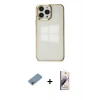 MARSİLYAN™- iPhone 13 Pro Max Kılıf Doruk Doku Prime - Siyah Bilvis 3D Mat Cam Ekran Koruyucu + Shine Kamera Lens Koruma Cam - GI
