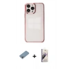 MARSİLYAN™- iPhone 13 Pro Max Kılıf Doruk Doku Prime - Siyah Bilvis 3D Mat Cam Ekran Koruyucu + Shine Kamera Lens Koruma Cam - GI