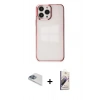 MARSİLYAN™- iPhone 13 Pro Max Kılıf Doruk Doku Prime - Siyah Bilvis 3D Mat Cam Ekran Koruyucu + Pers Alüminyum Kamera Lens - SABE